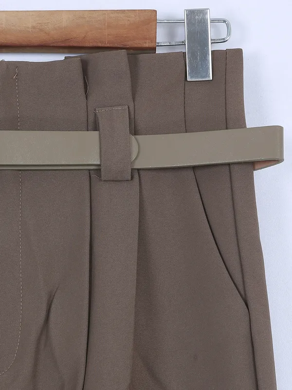 Boom latest brown lycra formal pant
