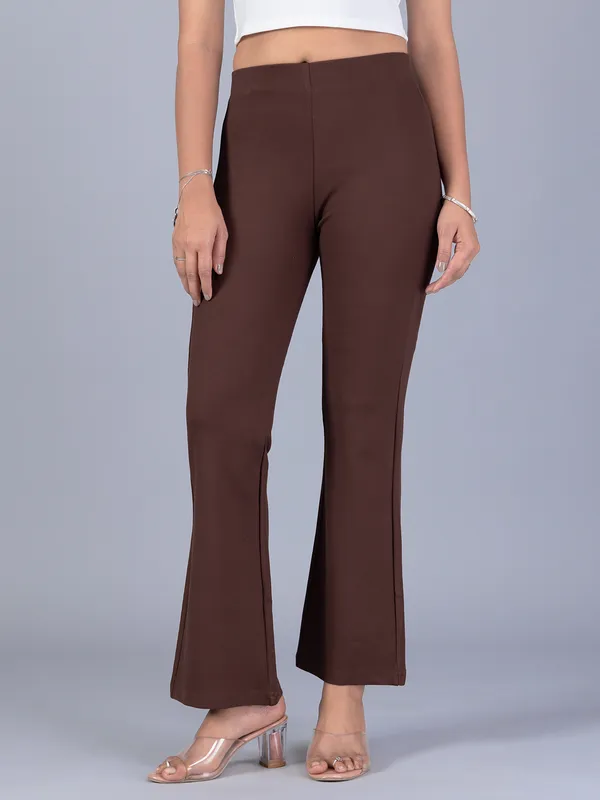 BOOM lycra brown pant for women
