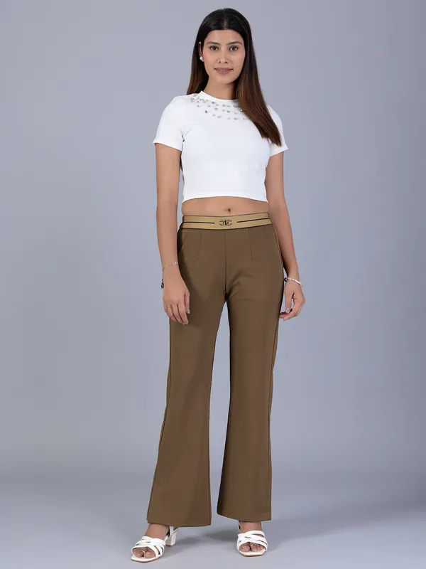 BOOM lycra olive pant for women