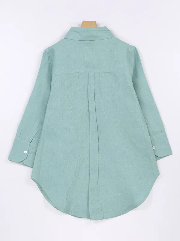 Boom mint green linen plain shirt