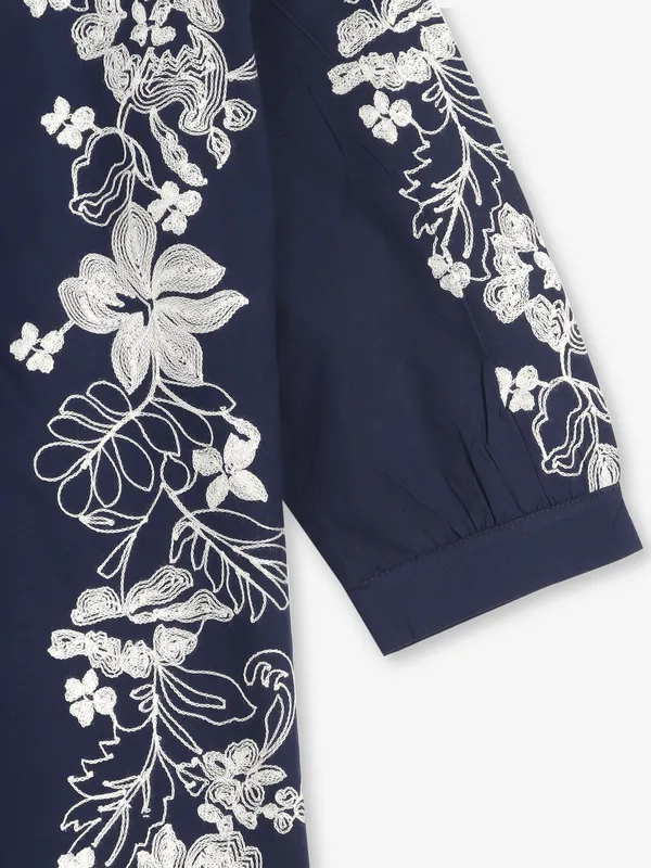 BOOM navy cotton embroidery shirt