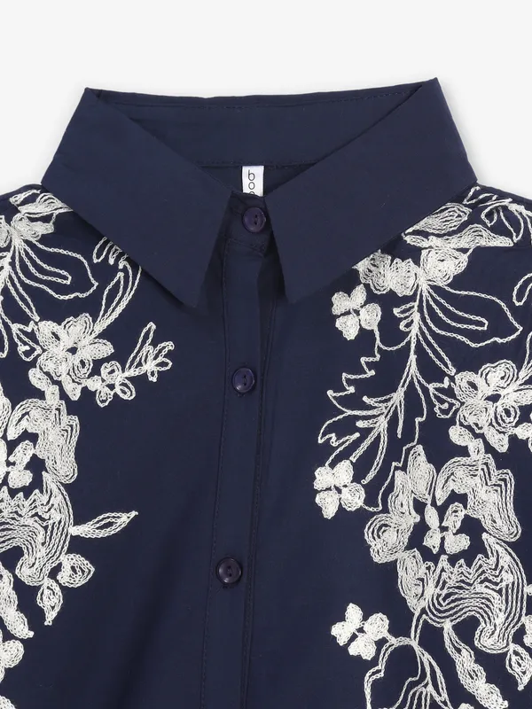 BOOM navy cotton embroidery shirt