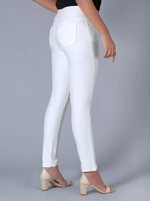 Boom off white cotton jeggings