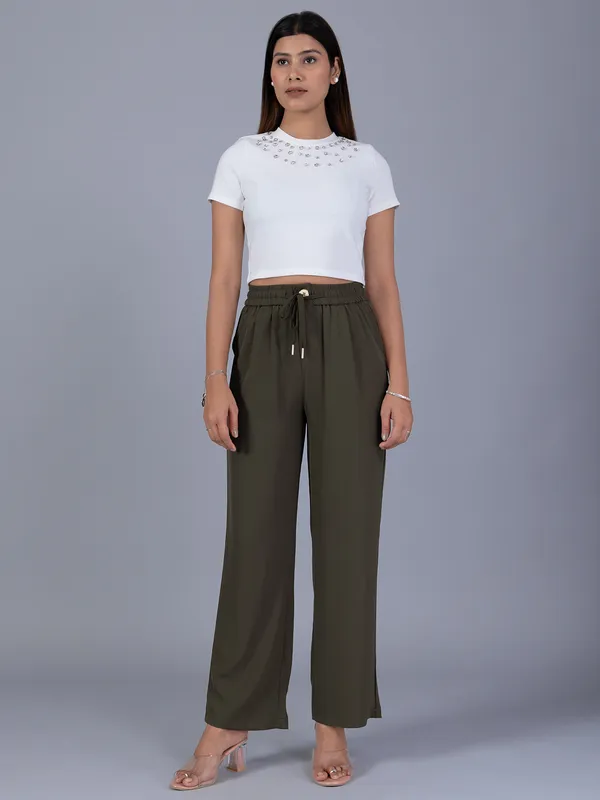 BOOM olive womens lycra pant