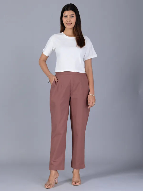 Onion pink cotton pant for women