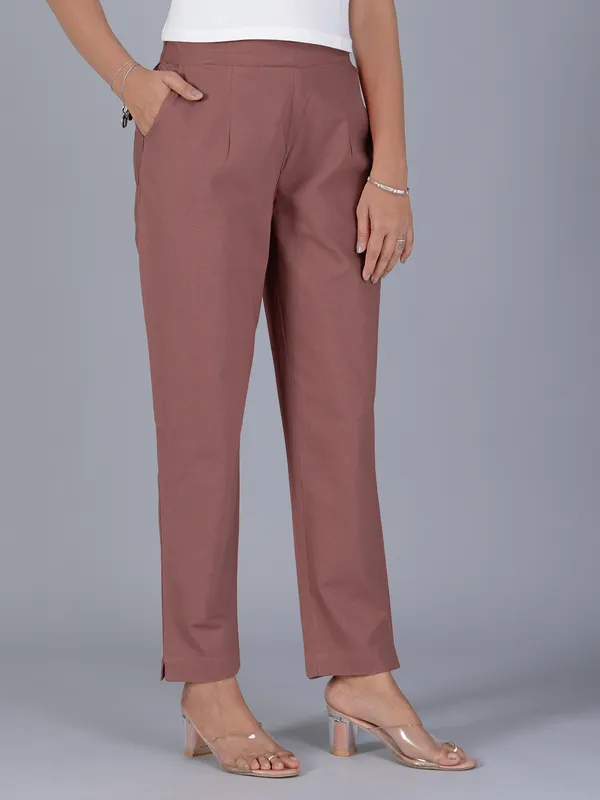 Onion pink cotton pant for women