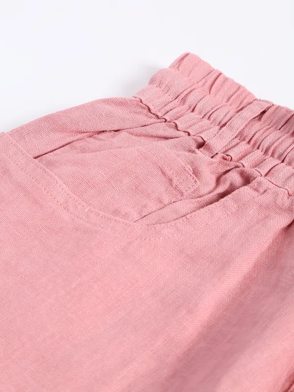 Boom pink cotton ankle length pant