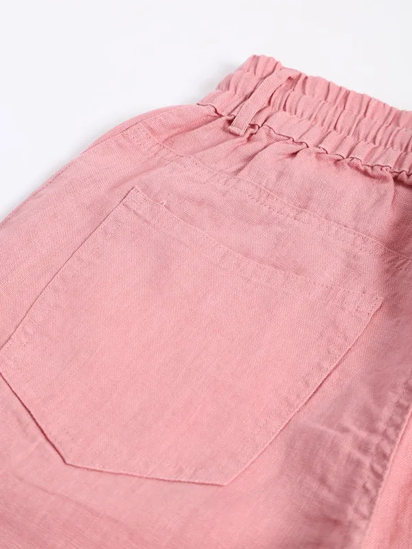 Boom pink cotton ankle length pant