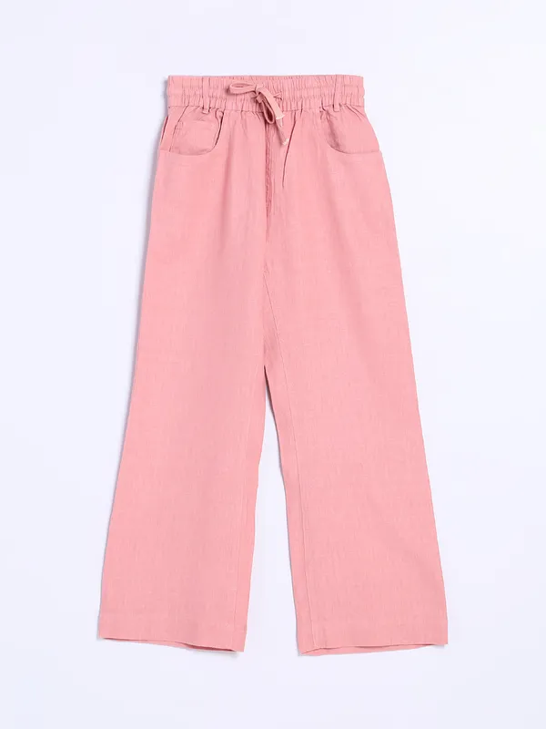 Boom pink cotton ankle length pant