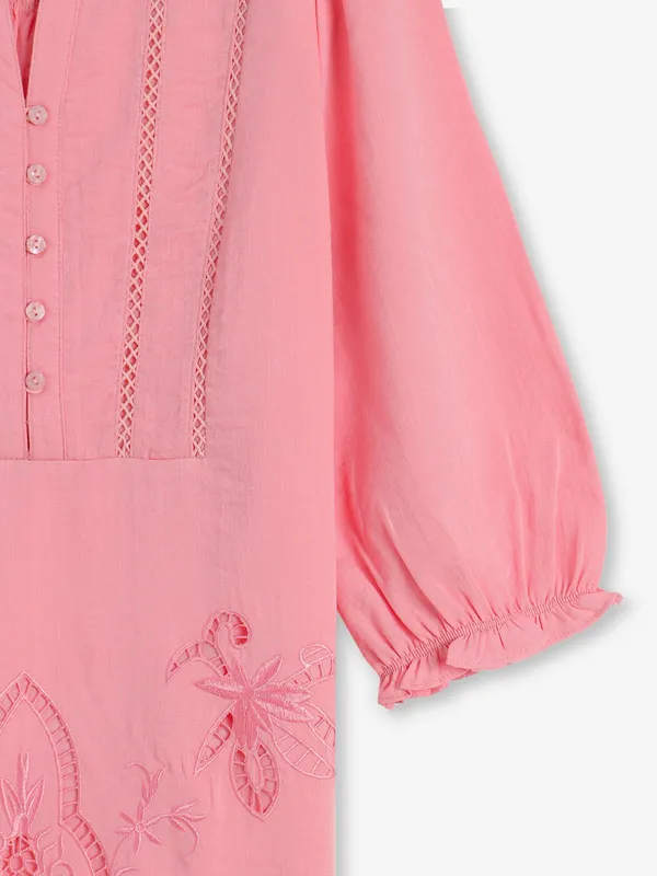 BOOM pink cotton embroidery top