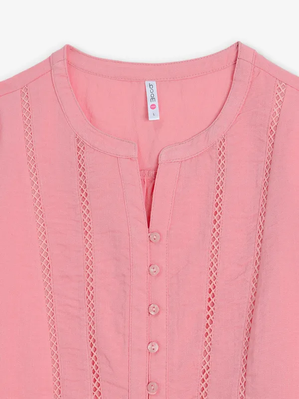 BOOM pink cotton embroidery top