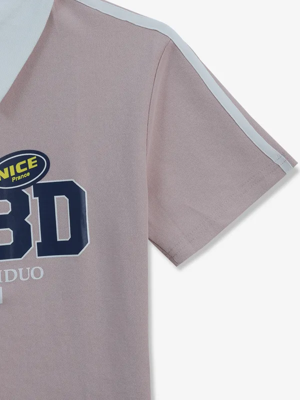 BOOM pink cotton printed crop t-shirt