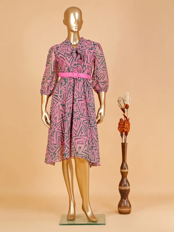 Boom pink cotton printed dress