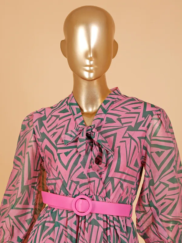 Boom pink cotton printed dress