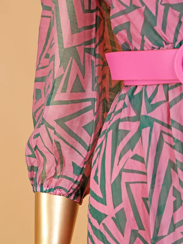 Boom pink cotton printed dress