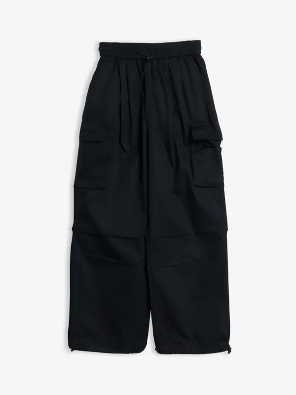 Boom plain black cotton pant
