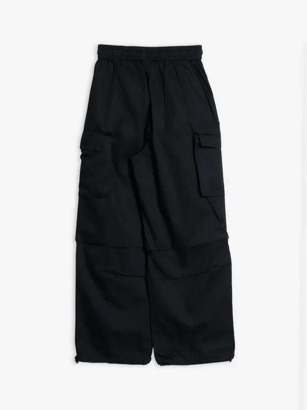 Boom plain black cotton pant