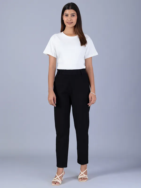 BOOM solid black cotton pant