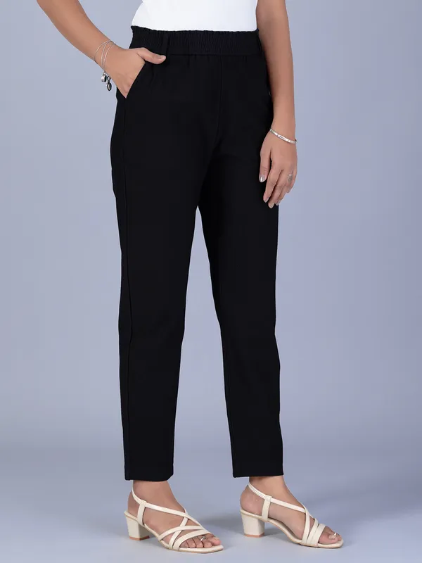 BOOM solid black cotton pant