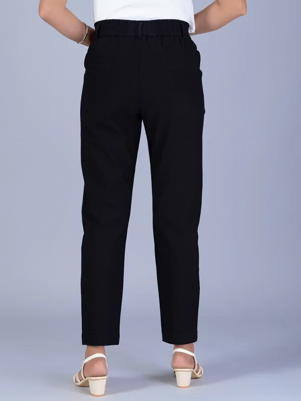 BOOM solid black cotton pant