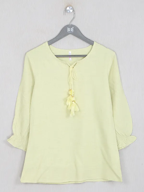 Boom solid blonde yellow casual wear top in cotton