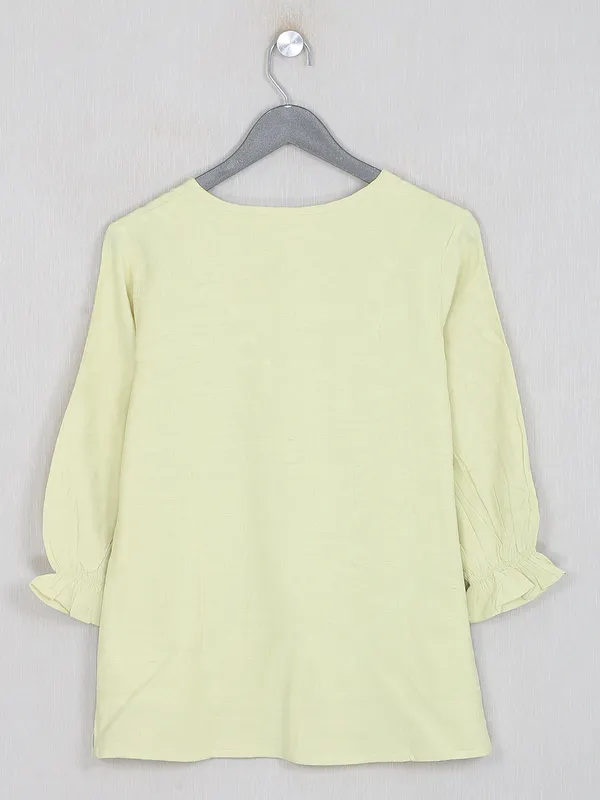 Boom solid blonde yellow casual wear top in cotton