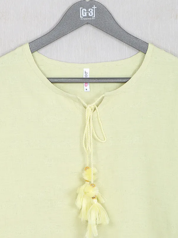 Boom solid blonde yellow casual wear top in cotton