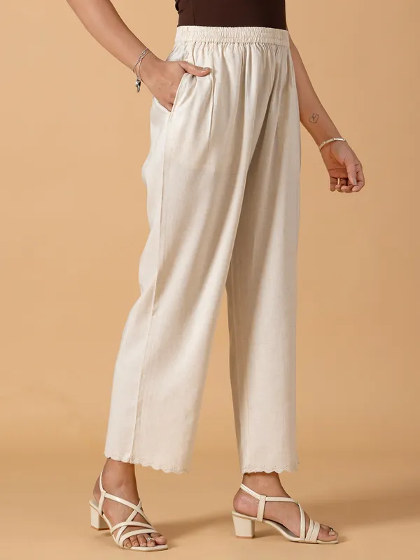 Cream women casual wear pants
