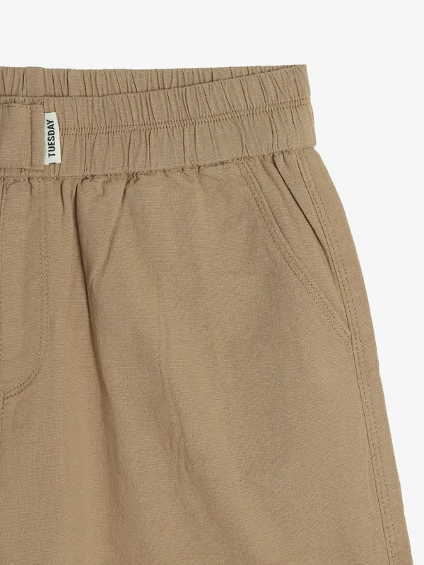 BOOM solid khaki cotton shorts