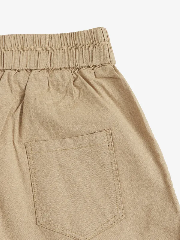 BOOM solid khaki cotton shorts