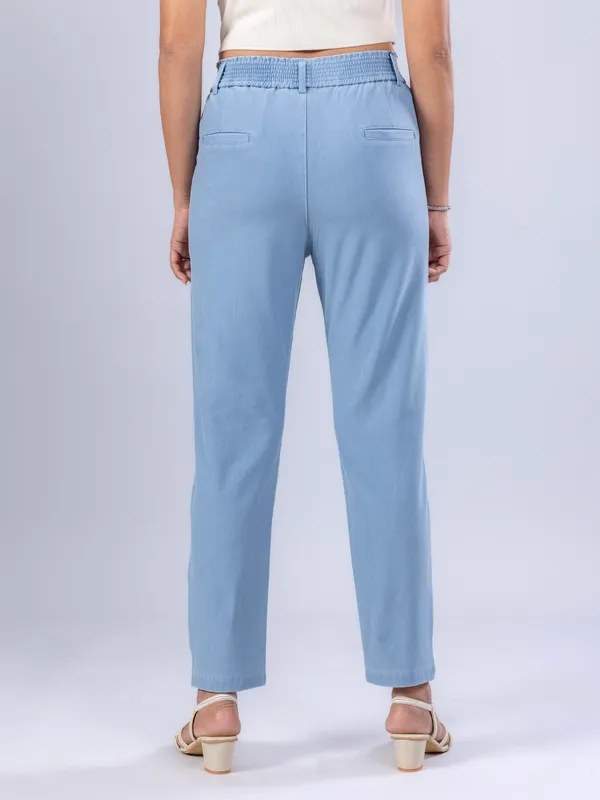 BOOM stone blue cotton denim style woman pant