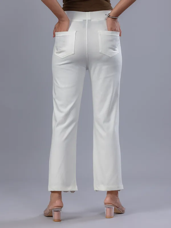 BOOM white cotton women pant