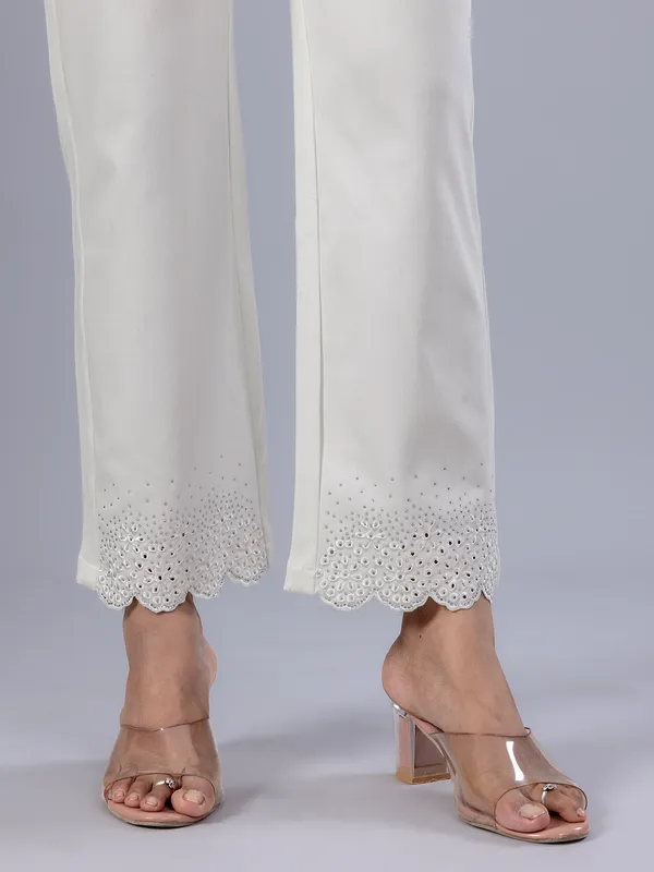 BOOM white cotton women pant