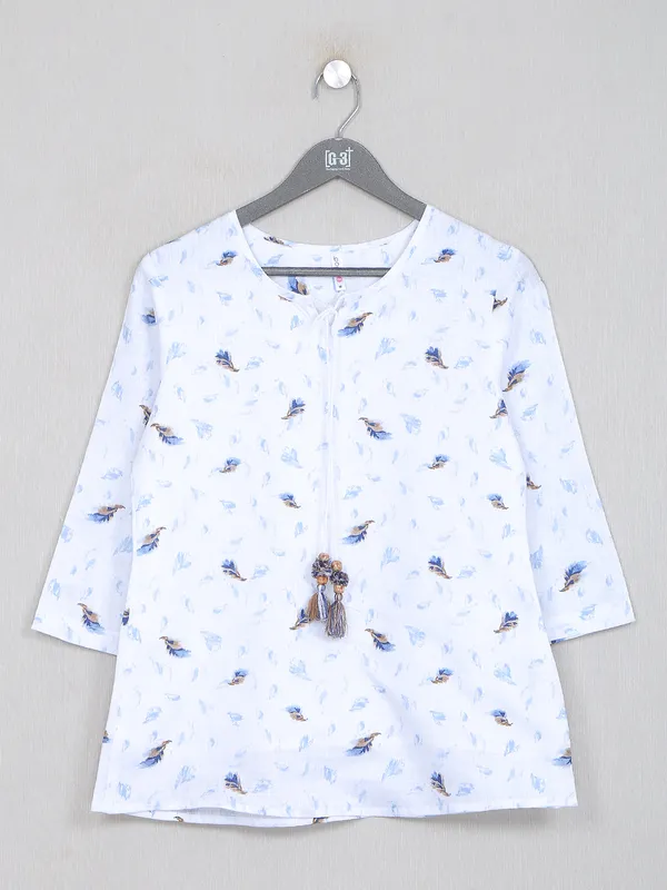 Boom women cotton casual wear top in sky blue