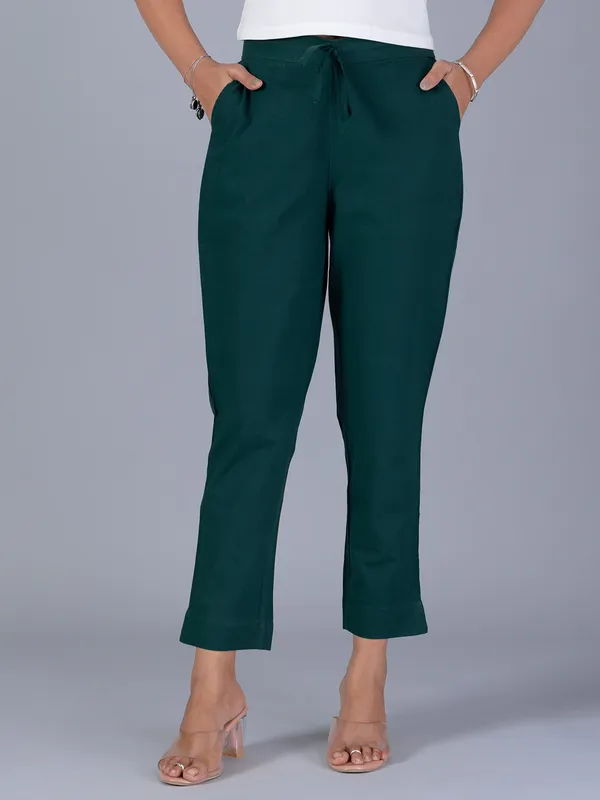 Women cotton pant in green