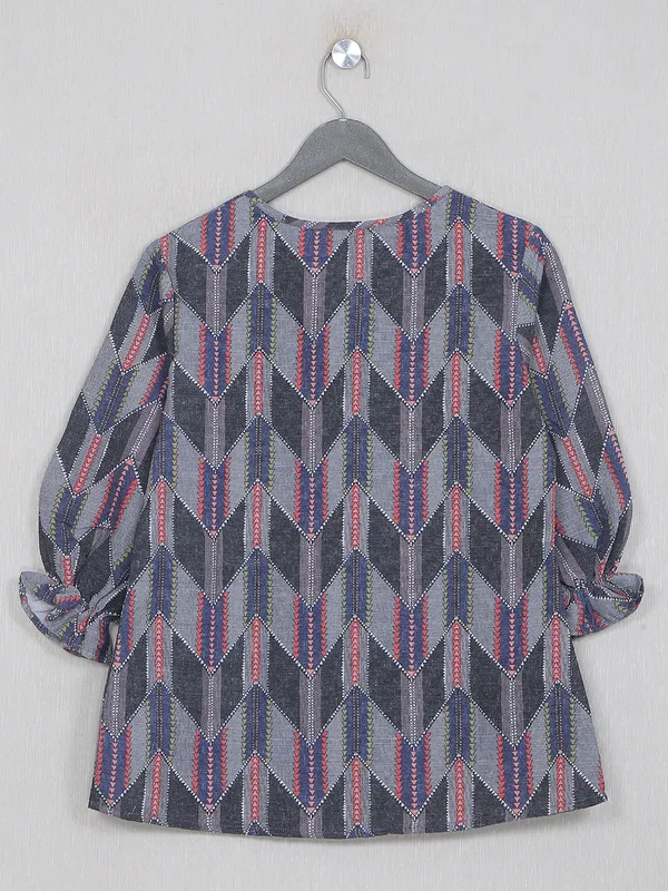 Boom zig-zag printed multi color cotton casual wear top