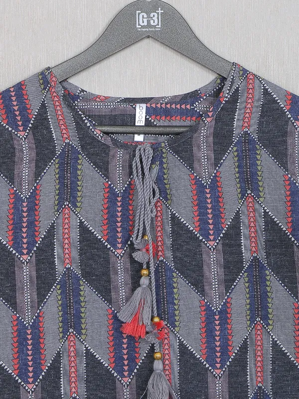 Boom zig-zag printed multi color cotton casual wear top