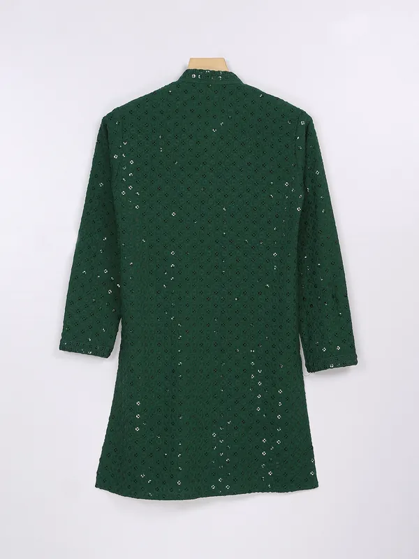 Bottle green georgette kurta suit