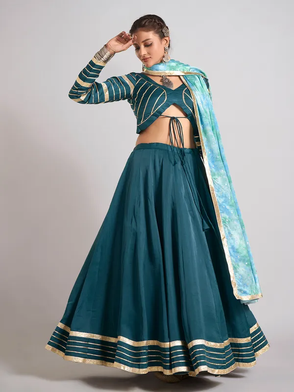 Bottle green gota work navratri chaniya choli