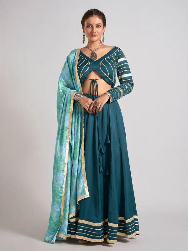Bottle green gota work navratri chaniya choli