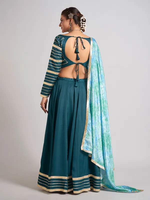 Bottle green gota work navratri chaniya choli