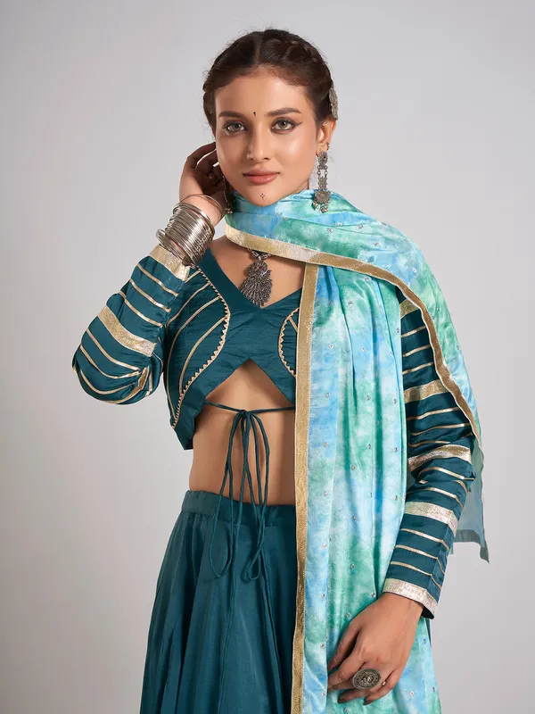 Bottle green gota work navratri chaniya choli