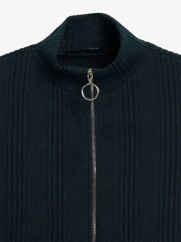 Bottle green knitted plain top