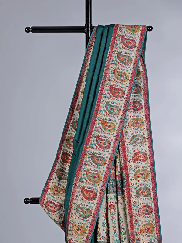 Bottle green pashmina silk wedding saree