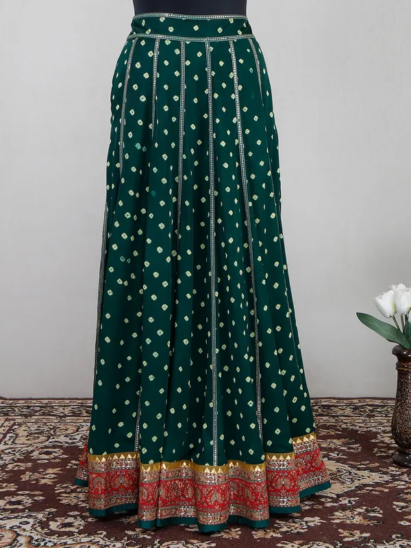 Bottle green satin lehenga choli for wedding