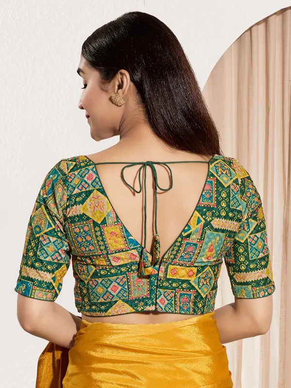 Bottle green viscose rayon ready made blouse