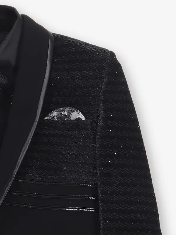 Boys black terry rayon coat suit