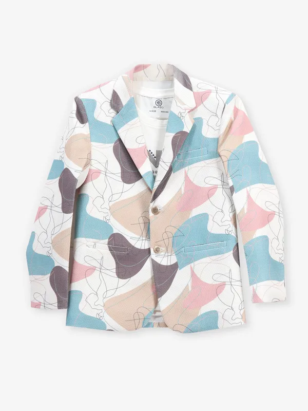 Boys cream blazer in terry rayon