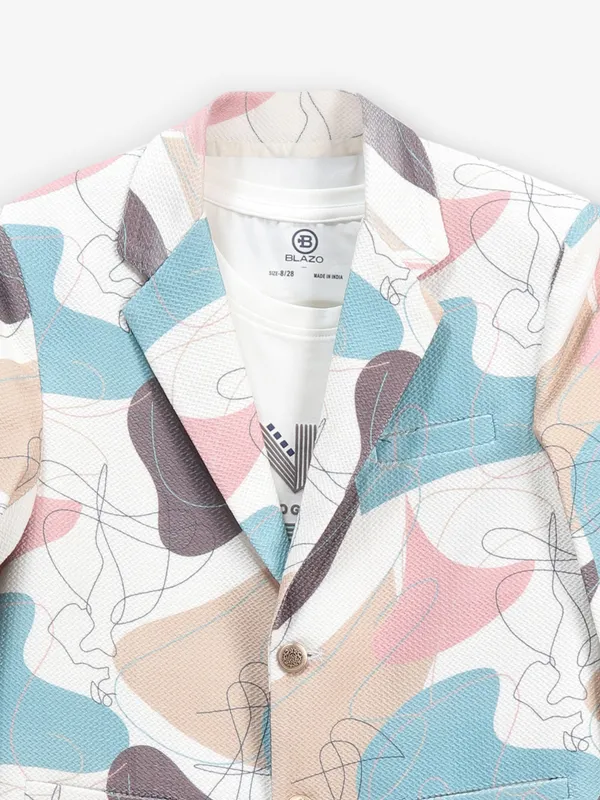 Boys cream blazer in terry rayon