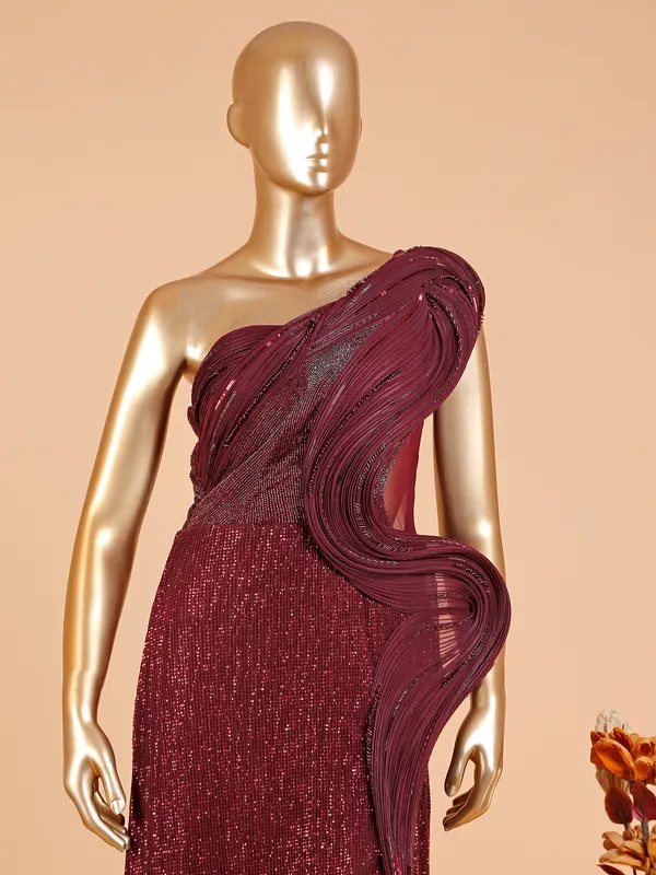 Brautiful maroon designer gown